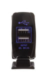 SWITCH SIZE DUAL USB 4.8a TOTAL 2.4a EACH PORT BLUE LED